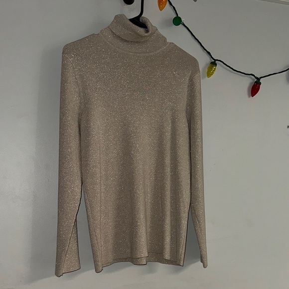 Chico's Sparkling Beige Turtleneck Sweater - Picture 1 of 2